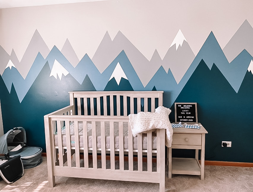 You are currently viewing Step-by-step process to paint an awesome mountain background on your nursery wall!